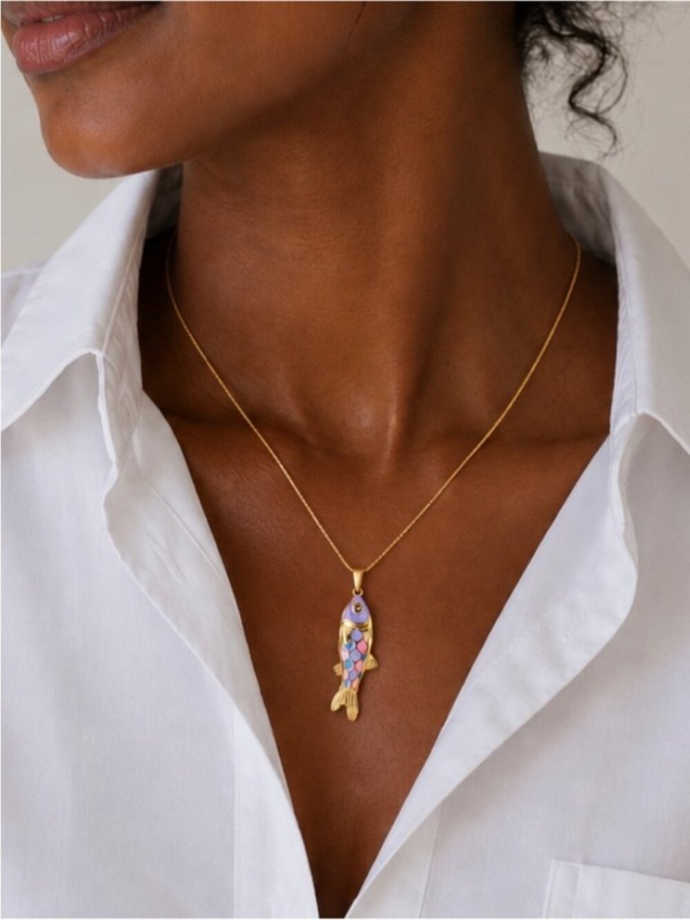 New! Coastal 18K Gold Plated Koi Fish Necklace NWOT 3010